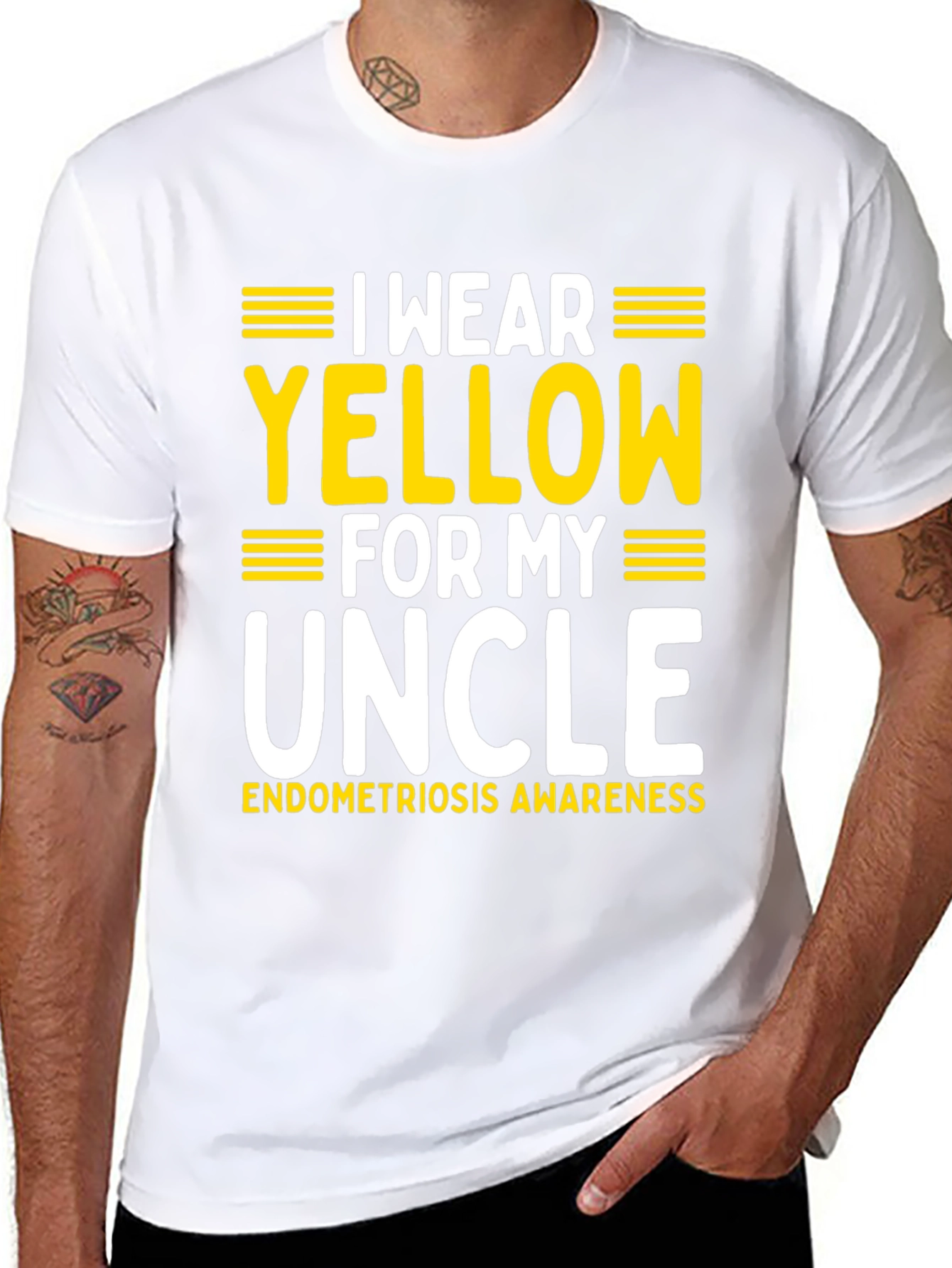 Camiseta Negra Amarillo por mi Tío Concienciación