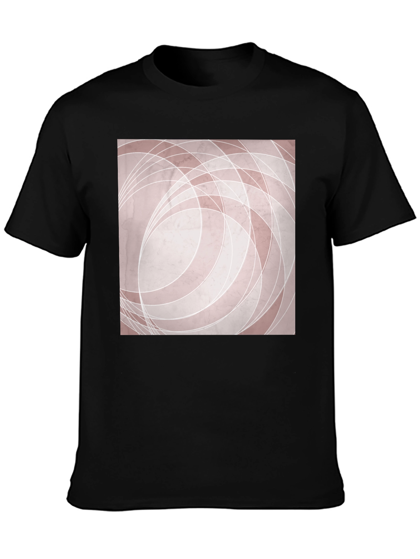 Camiseta Negra con Diseño Abstracto Circular
