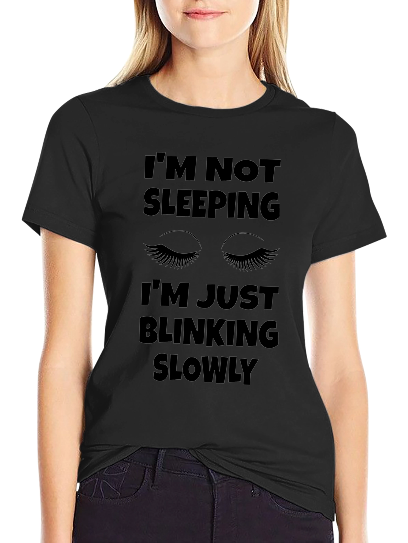Camiseta Negra con Diseño Divertido Im Not Sleeping