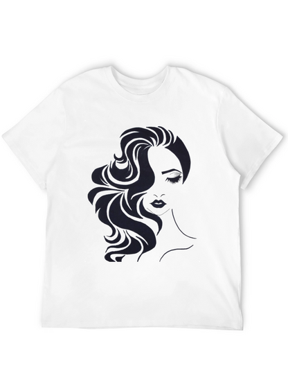 Camiseta Negra con Diseño de Rostro Femenino
