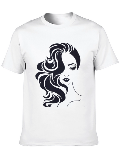 Camiseta Negra con Diseño de Rostro Femenino