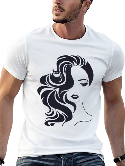 Camiseta Negra con Diseño de Rostro Femenino