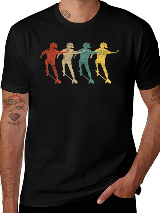 Camiseta Negra Vintage Patinador Retro