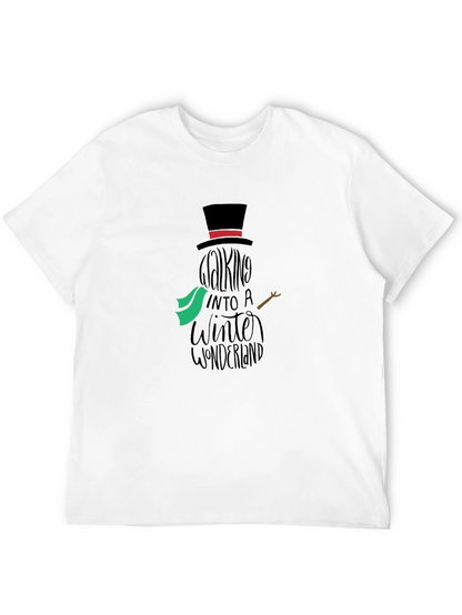 Camiseta Negra con Diseño de Muñeco de Nieve Invernal