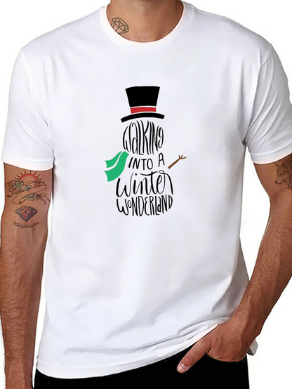 Camiseta Negra con Diseño de Muñeco de Nieve Invernal