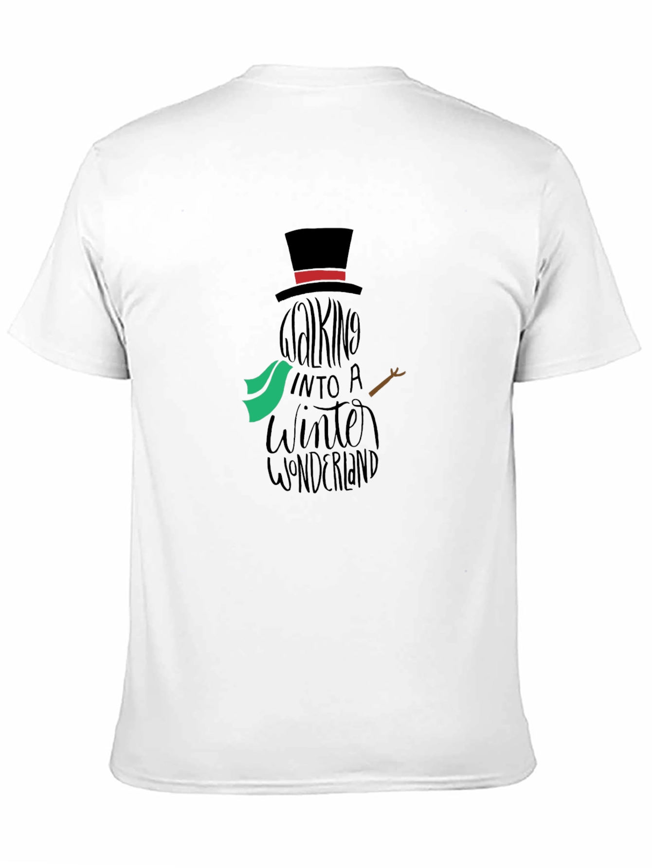 Camiseta Negra con Diseño de Muñeco de Nieve Invernal