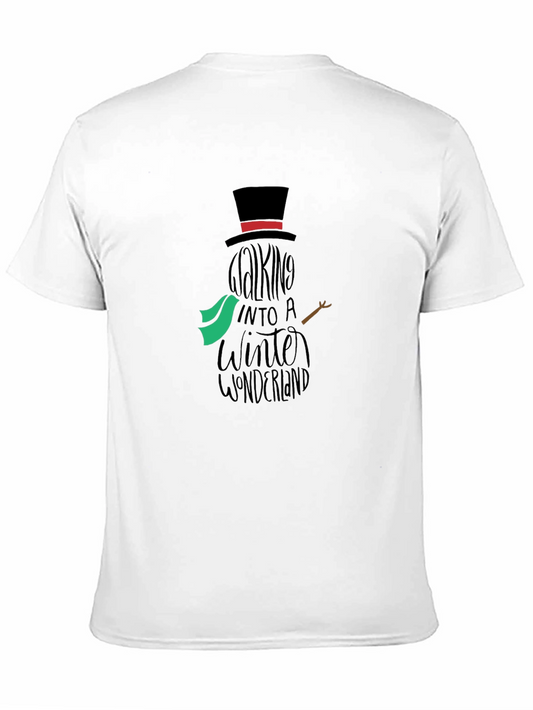Camiseta Negra con Diseño de Muñeco de Nieve Invernal