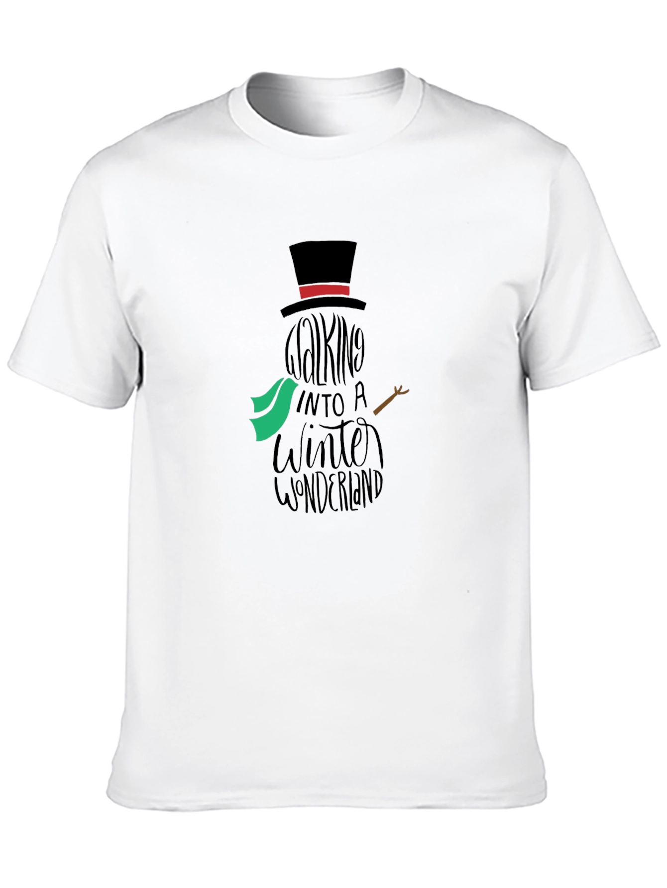Camiseta Negra con Diseño de Muñeco de Nieve Invernal