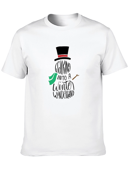 Camiseta Negra con Diseño de Muñeco de Nieve Invernal