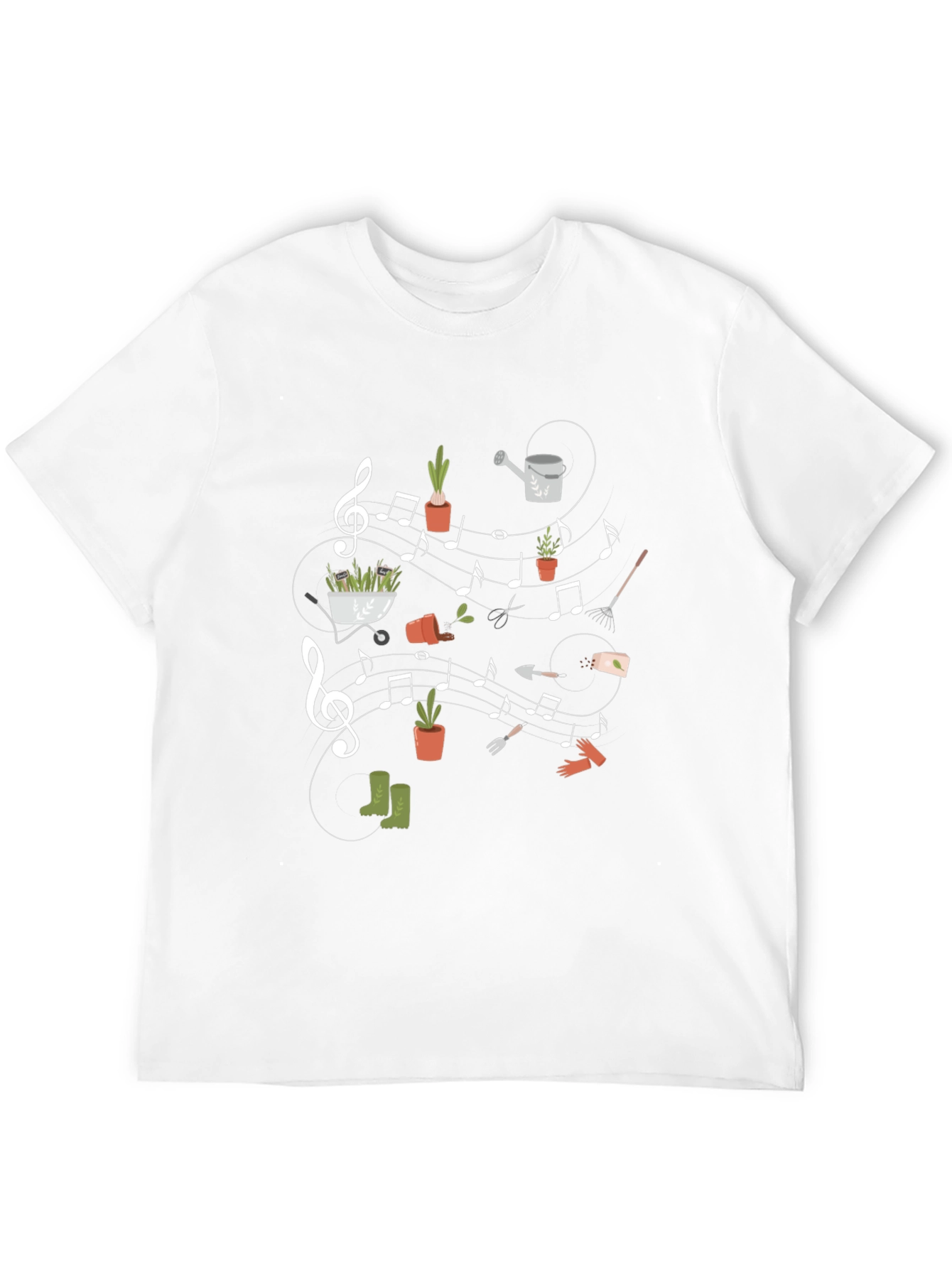 Camiseta Negra con Diseño de Jardinería Musical