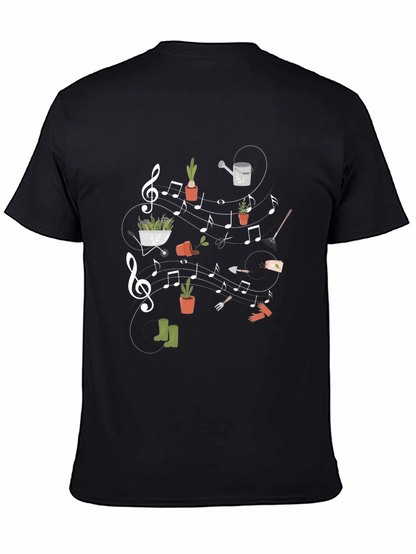 Camiseta Negra con Diseño de Jardinería Musical