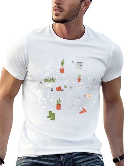 Camiseta Negra con Diseño de Jardinería Musical
