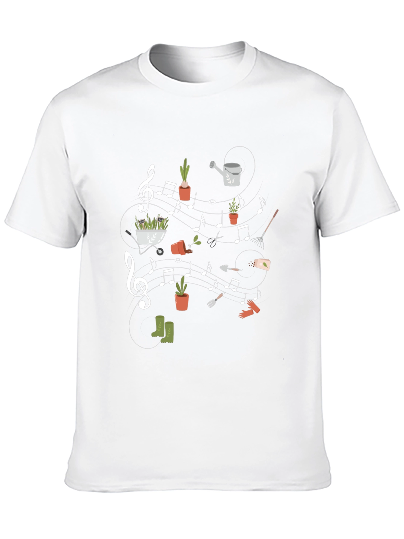 Camiseta Negra con Diseño de Jardinería Musical