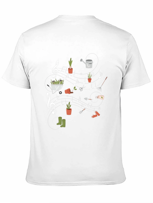 Camiseta Negra con Diseño de Jardinería Musical