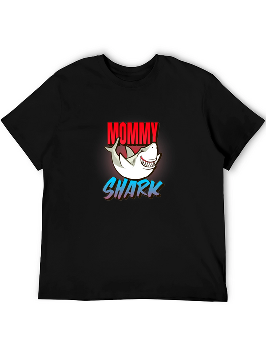 Camiseta Negra Mommy Shark para Hombre