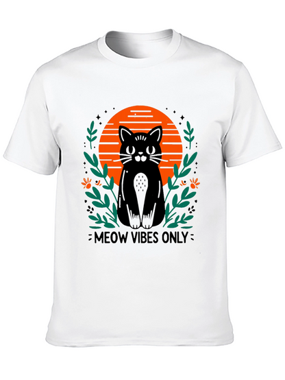 Camiseta Negra Meow Vibes Only con Diseño de Gato
