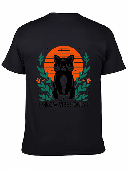 Camiseta Negra Meow Vibes Only con Diseño de Gato