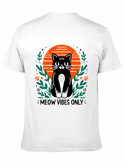 Camiseta Negra Meow Vibes Only con Diseño de Gato