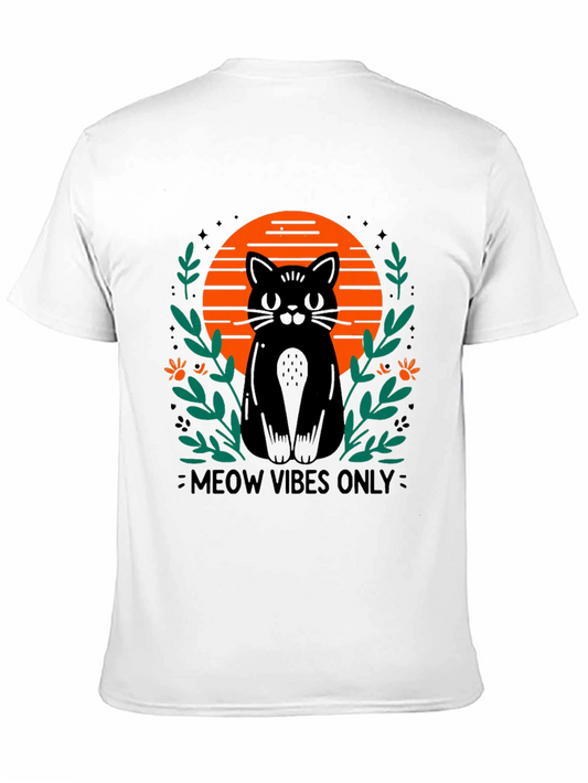 Camiseta Negra Meow Vibes Only con Diseño de Gato