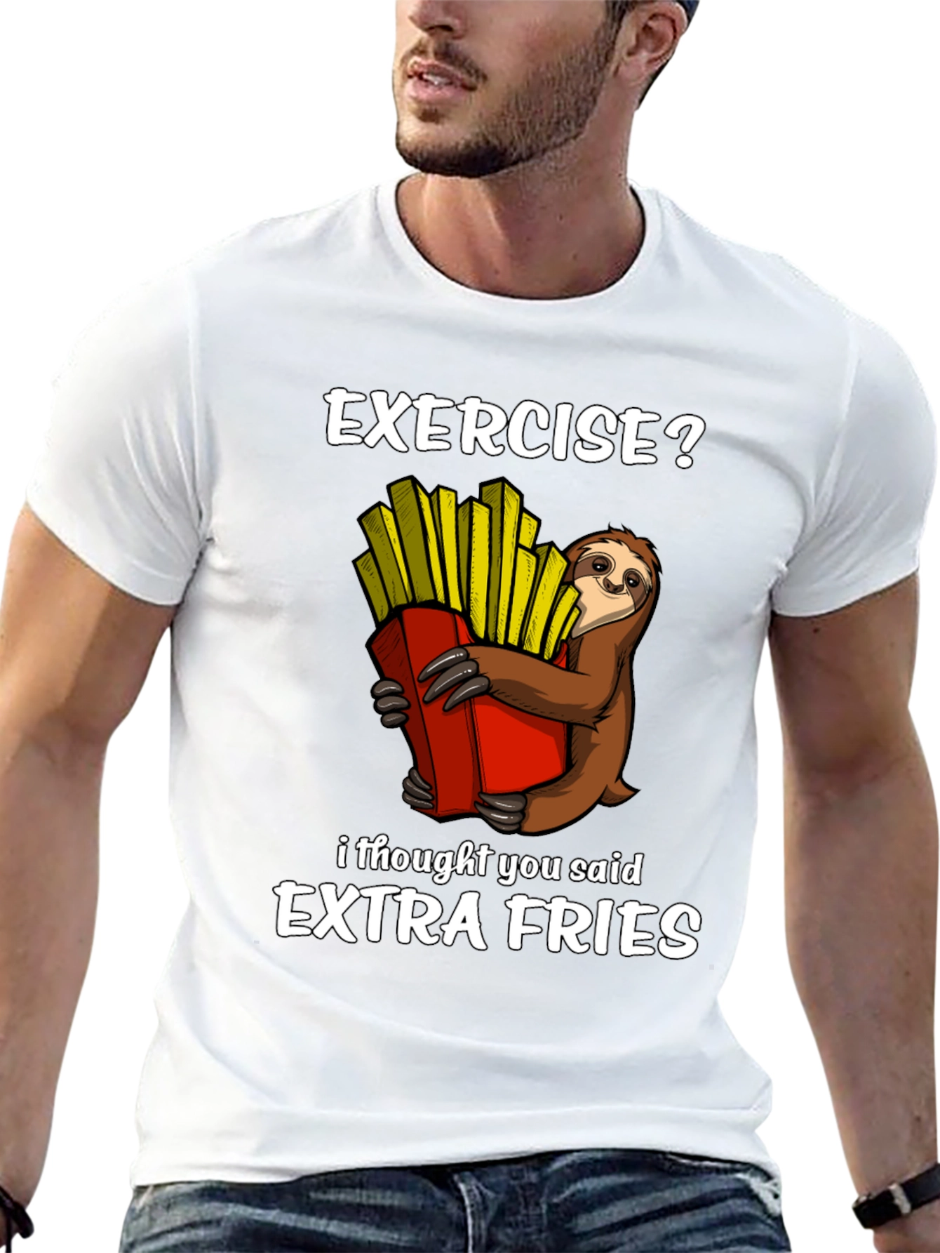 Camiseta Ejercicio? Extra Fries con Perezoso