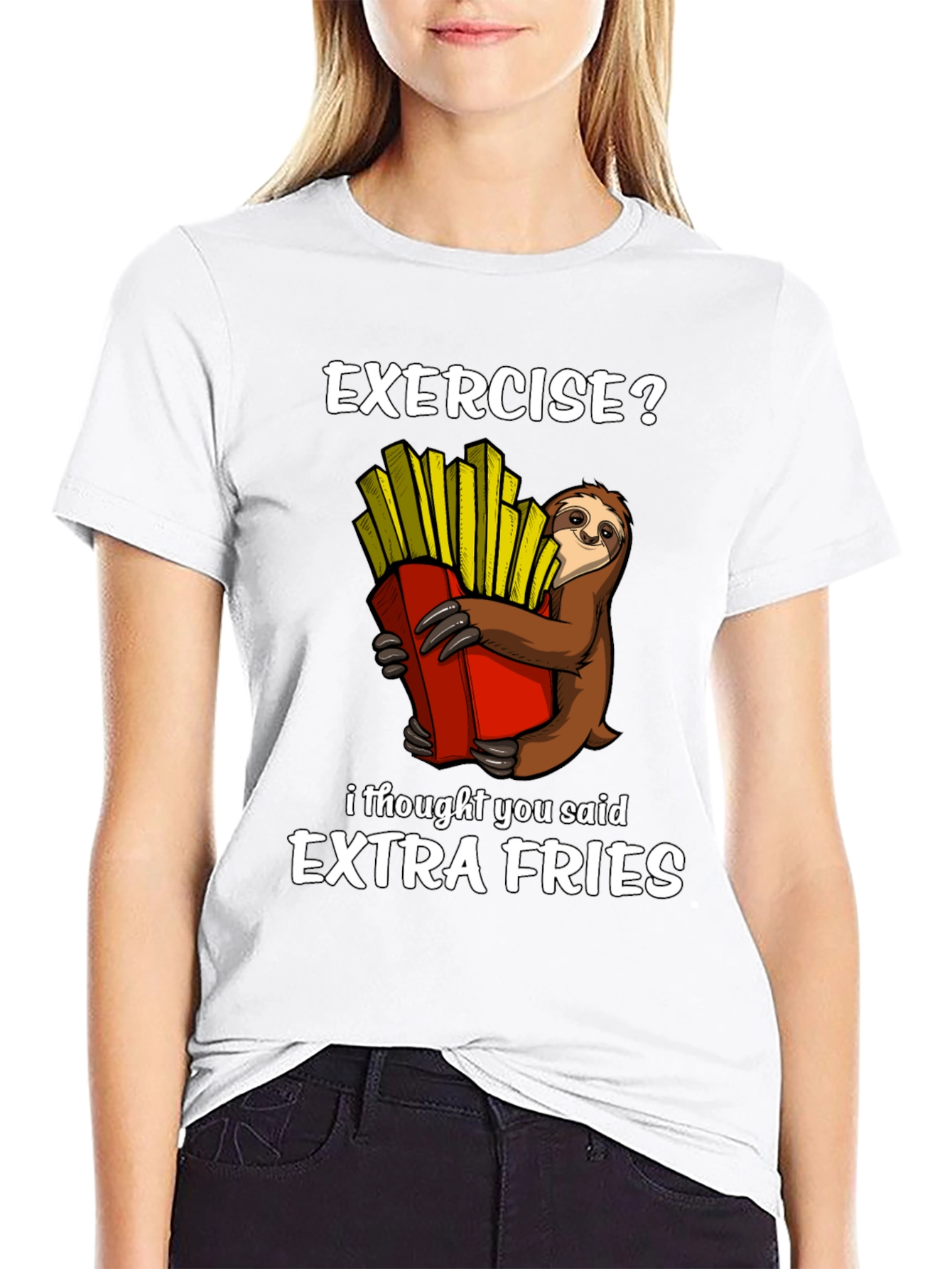 Camiseta Ejercicio? Extra Fries con Perezoso