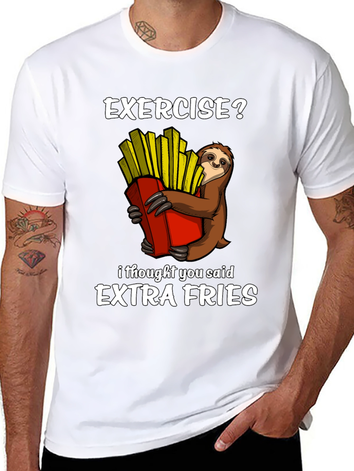 Camiseta Ejercicio? Extra Fries con Perezoso