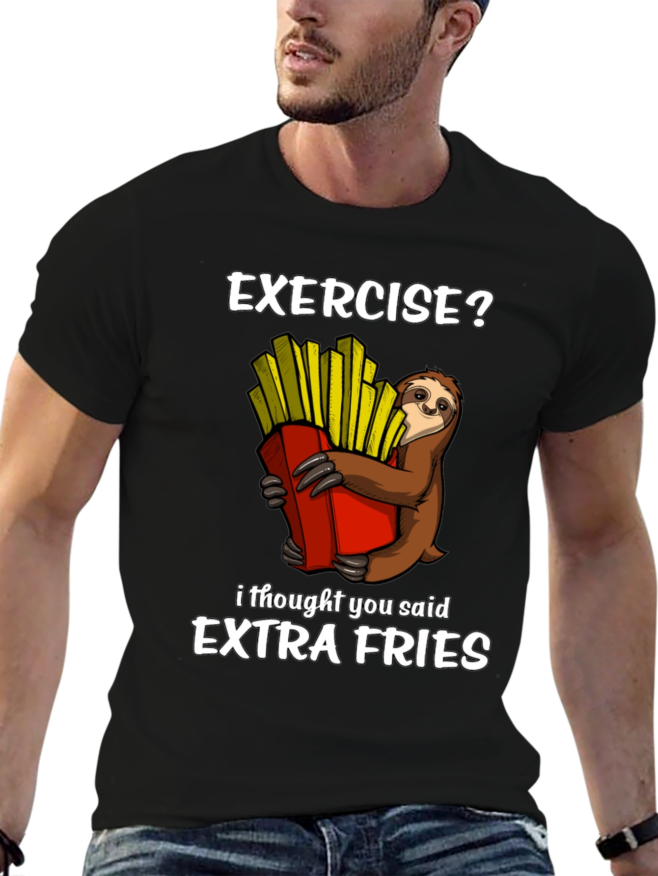 Camiseta Ejercicio? Extra Fries con Perezoso