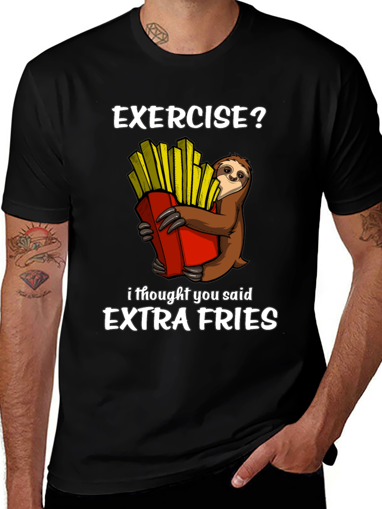 Camiseta Ejercicio? Extra Fries con Perezoso
