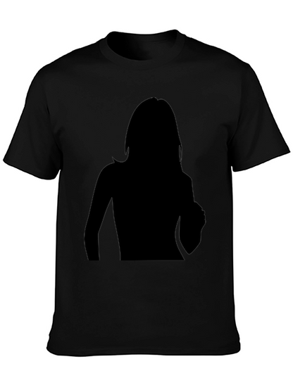 Camiseta Negra Hombre Silueta Mujer Diseño Moderno