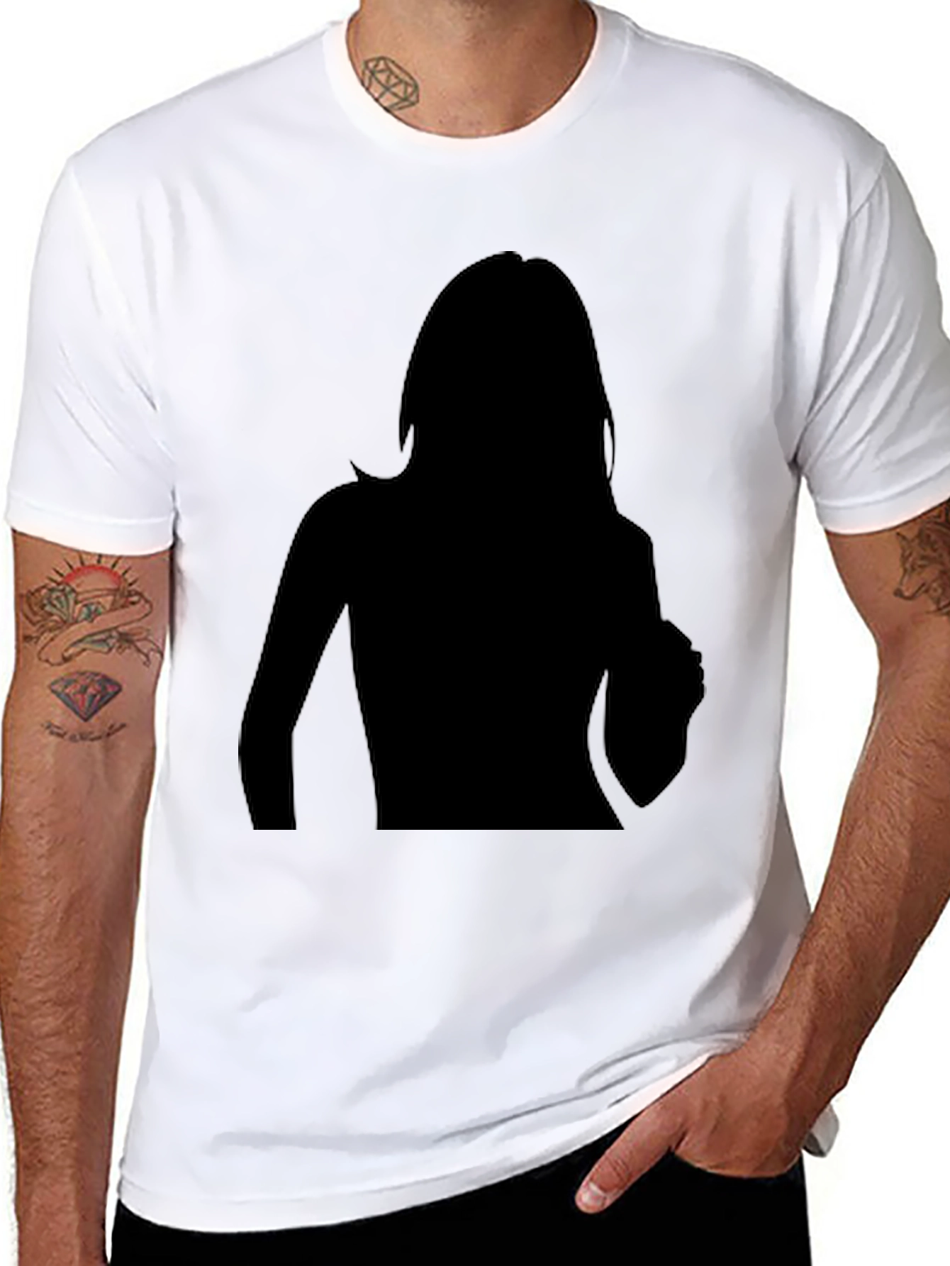 Camiseta Negra Hombre Silueta Mujer Diseño Moderno