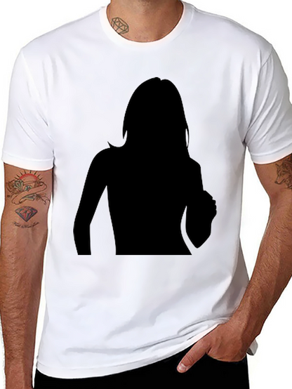 Camiseta Negra Hombre Silueta Mujer Diseño Moderno