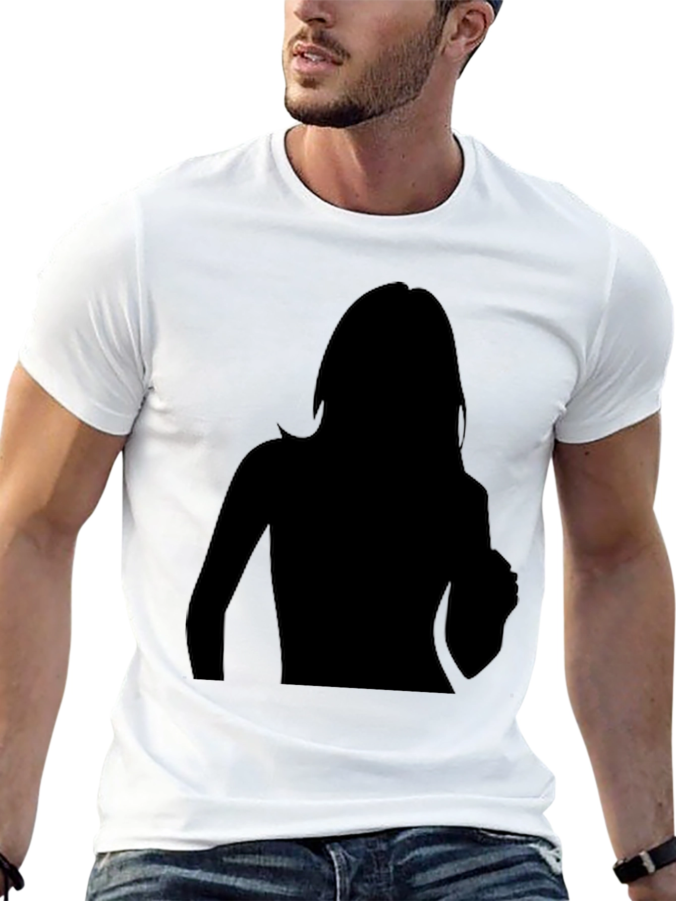 Camiseta Negra Hombre Silueta Mujer Diseño Moderno