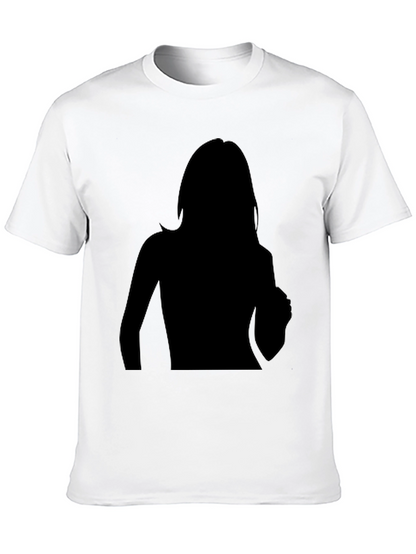 Camiseta Negra Hombre Silueta Mujer Diseño Moderno