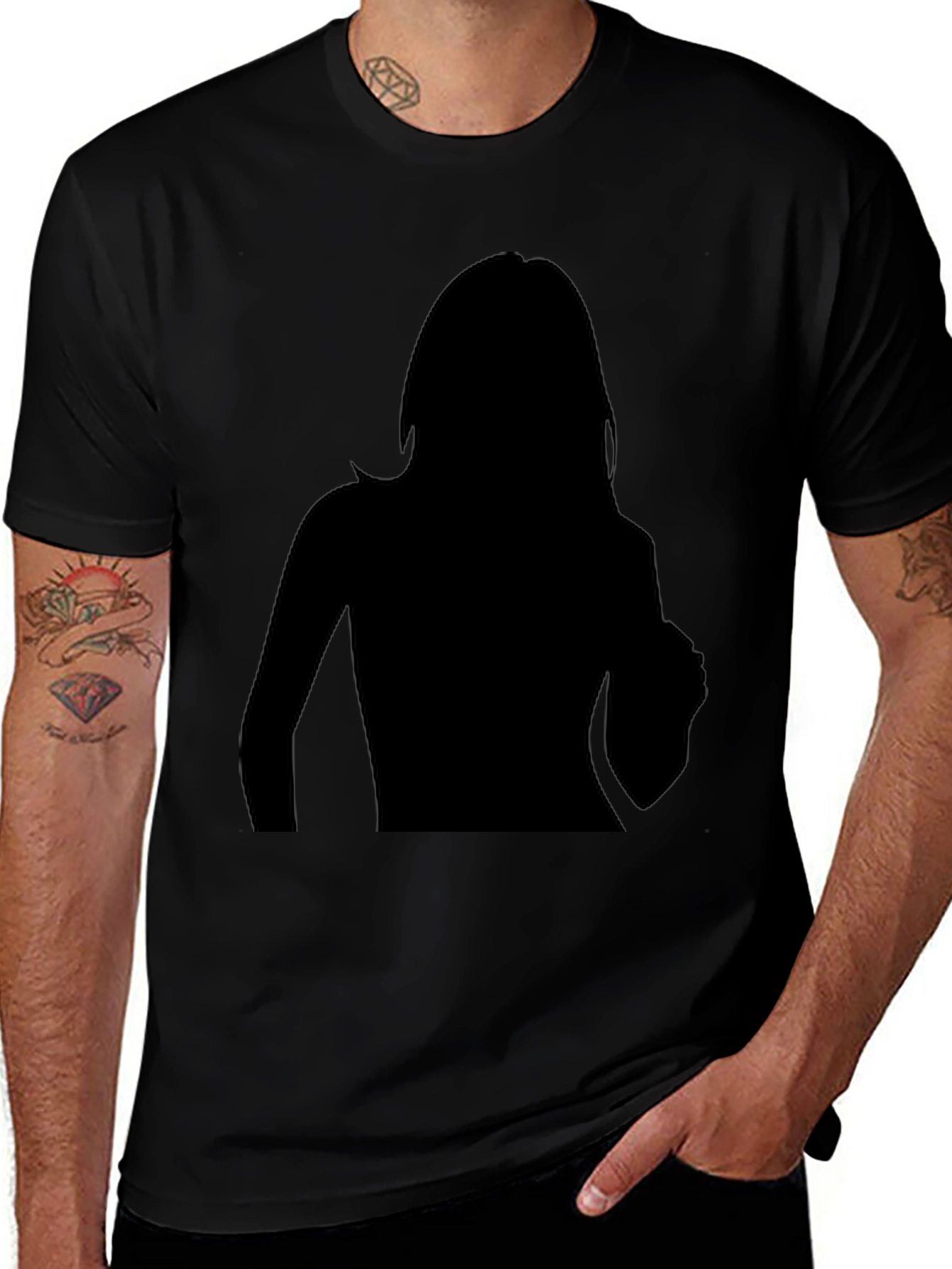 Camiseta Negra Hombre Silueta Mujer Diseño Moderno