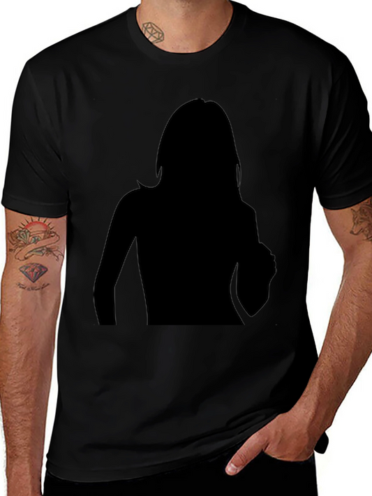 Camiseta Negra Hombre Silueta Mujer Diseño Moderno