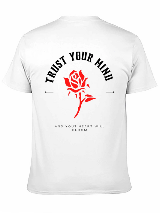 Camiseta Negra Confía en tu mente con Rosa Roja