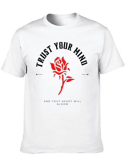Camiseta Negra Confía en tu mente con Rosa Roja