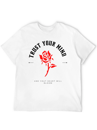 Camiseta Negra Confía en tu mente con Rosa Roja
