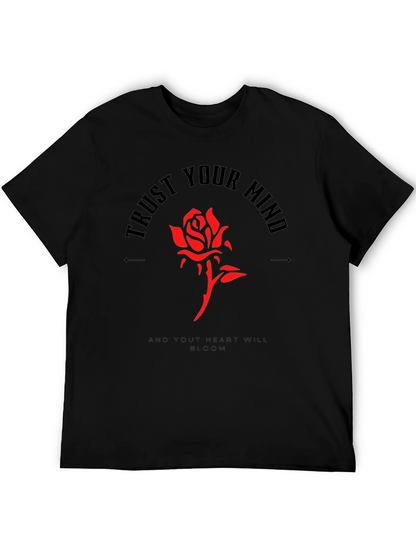 Camiseta Negra Confía en tu mente con Rosa Roja