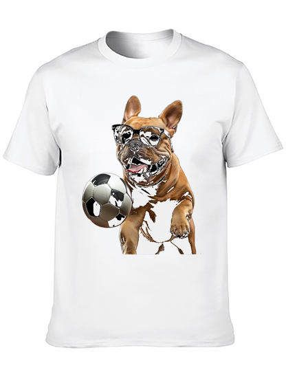 Camiseta Negra con Bulldog Francés Jugando Fútbol