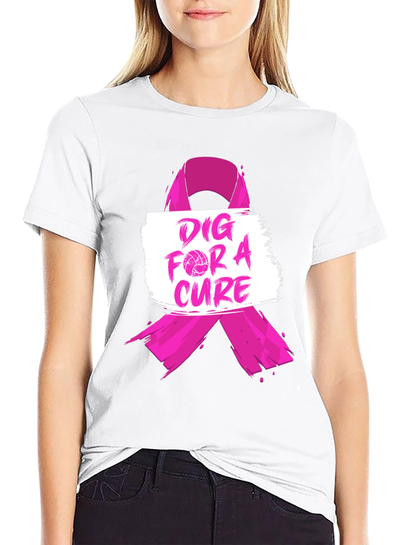 Camiseta Negra Dig For A Cure Causa Rosa