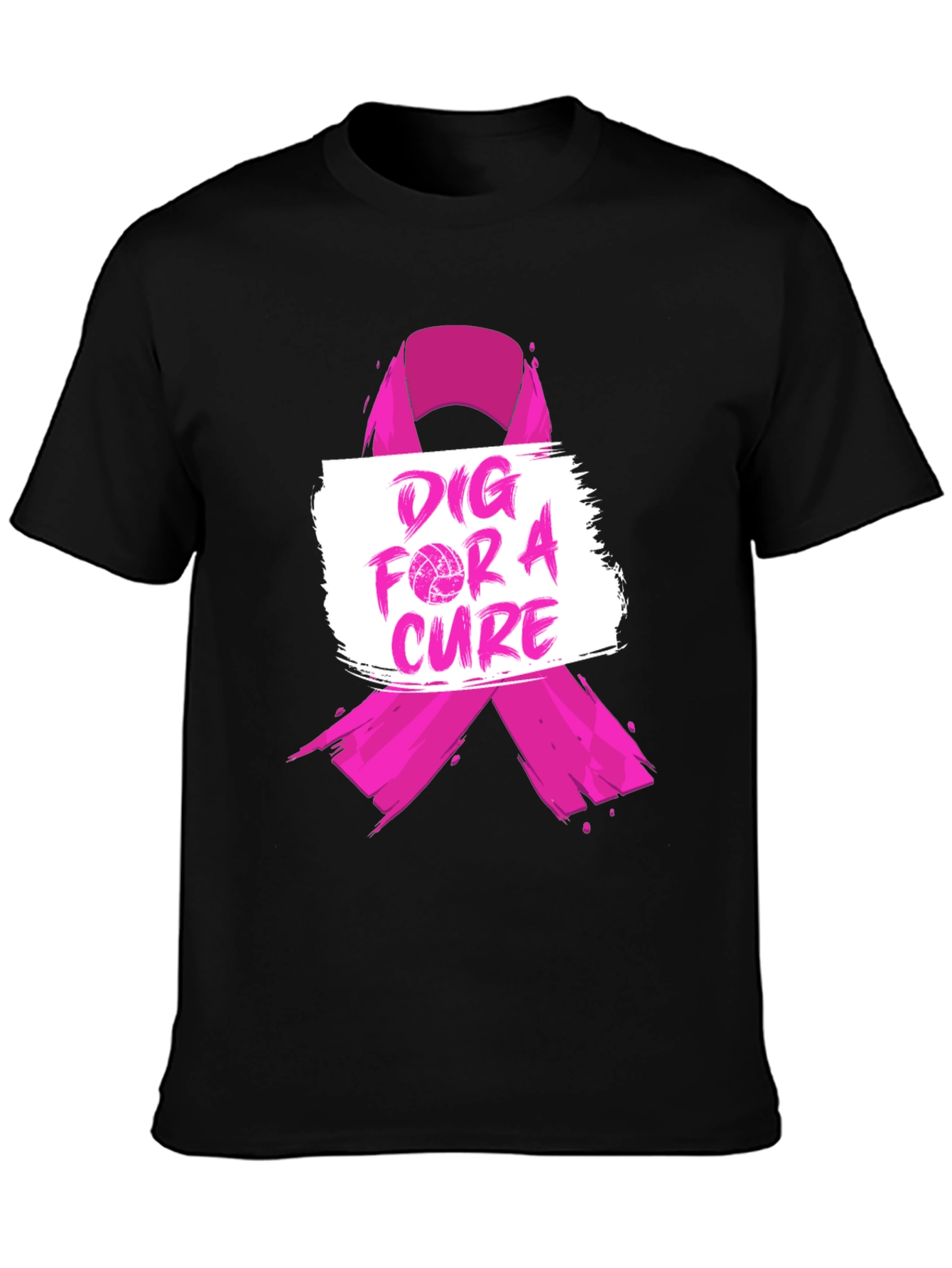 Camiseta Negra Dig For A Cure Causa Rosa
