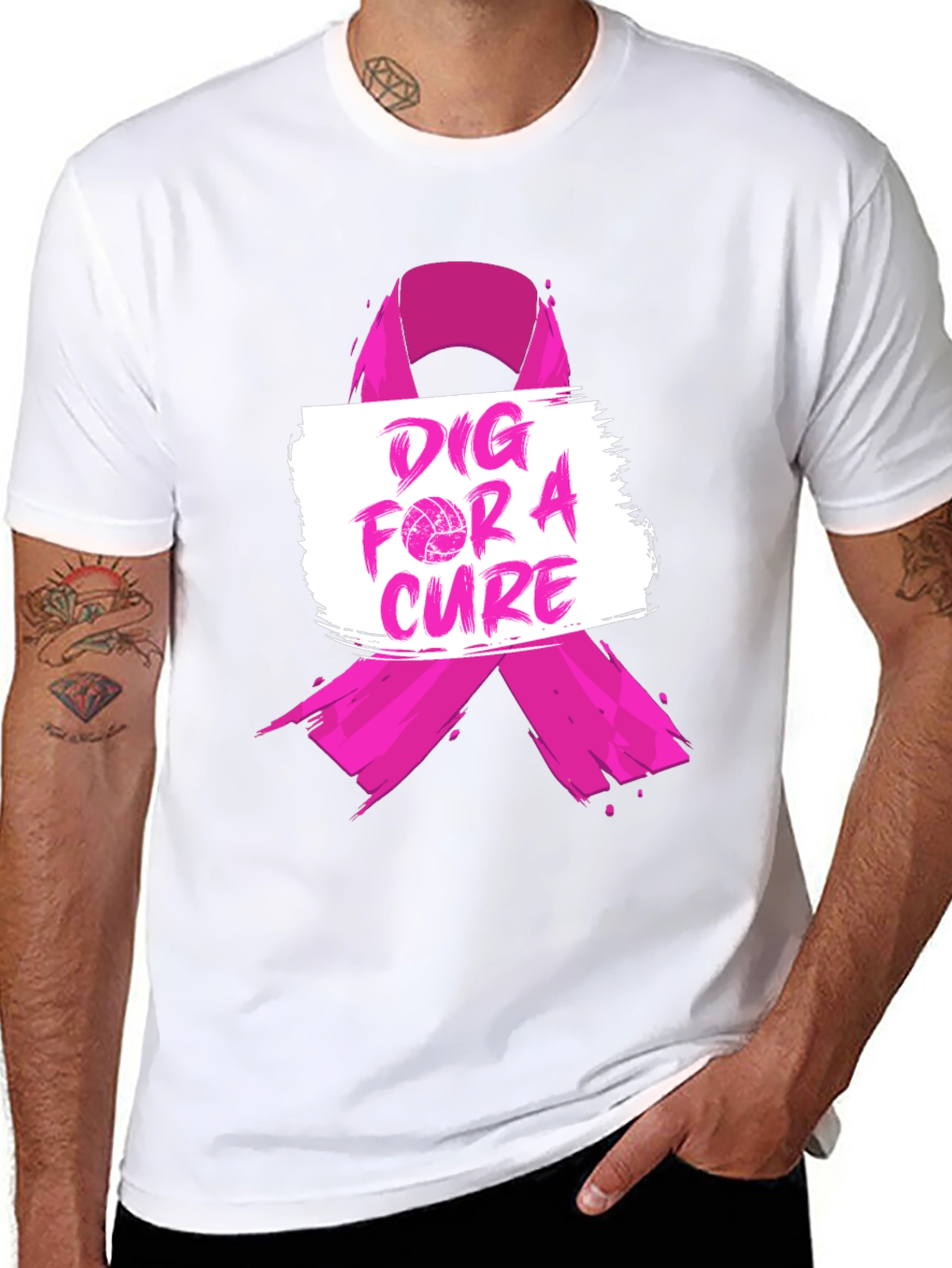 Camiseta Negra Dig For A Cure Causa Rosa