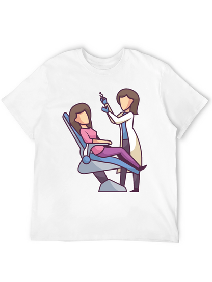 Camiseta Negra con Diseño de Dentista y Paciente