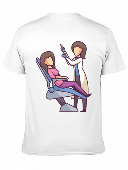 Camiseta Negra con Diseño de Dentista y Paciente
