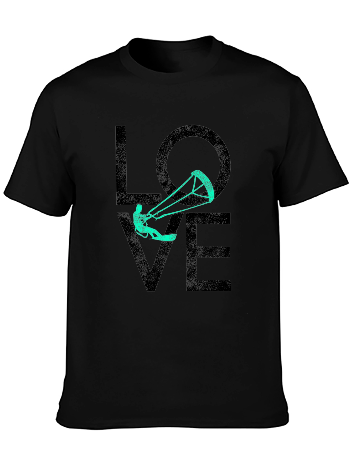 Camiseta Negra Estampada LOVE Kitesurf