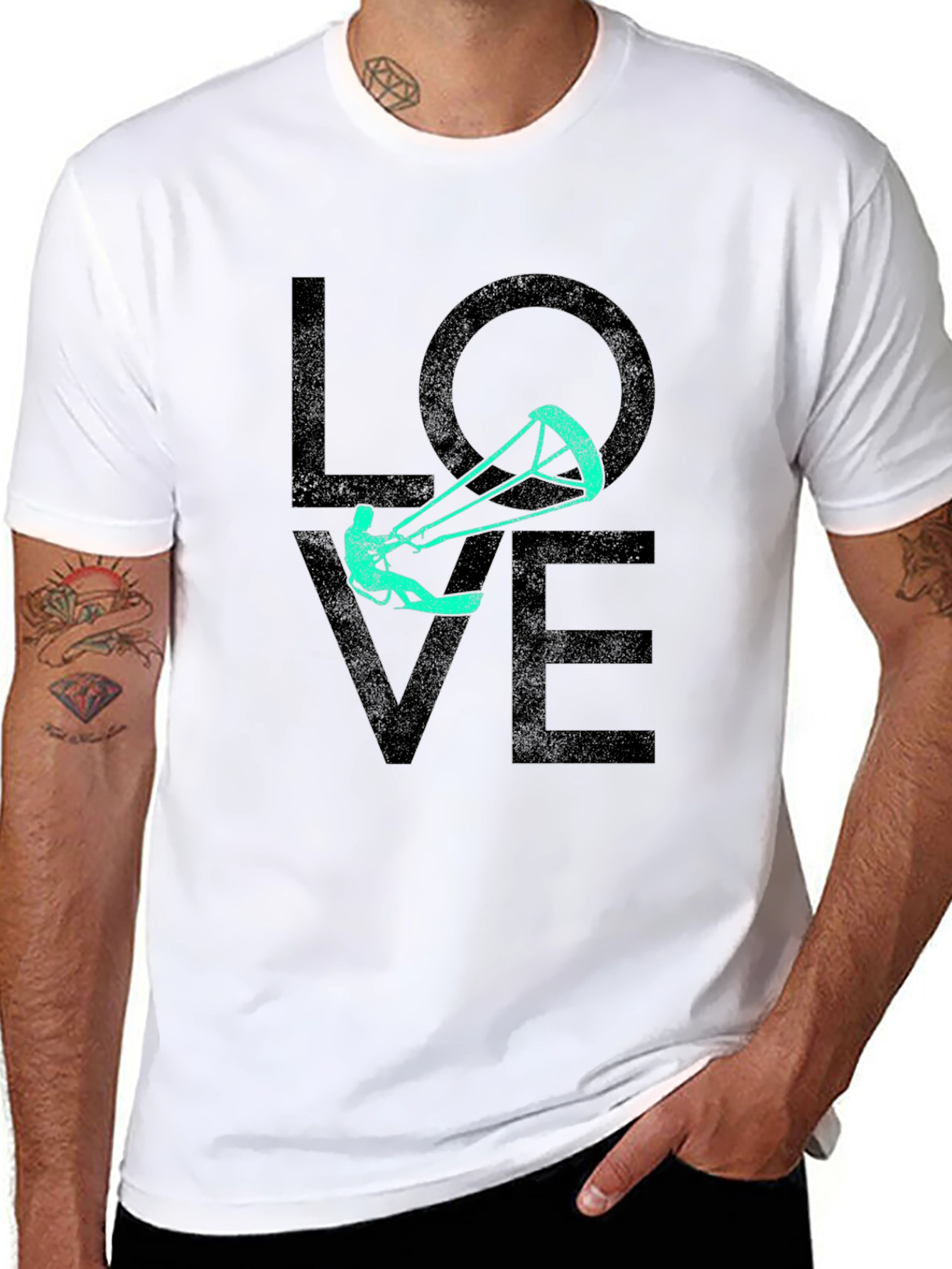 Camiseta Negra Estampada LOVE Kitesurf