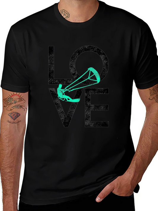 Camiseta Negra Estampada LOVE Kitesurf