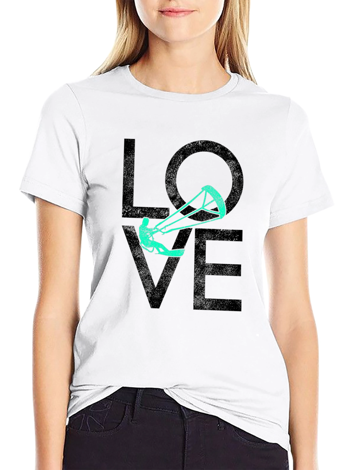 Camiseta Negra Estampada LOVE Kitesurf