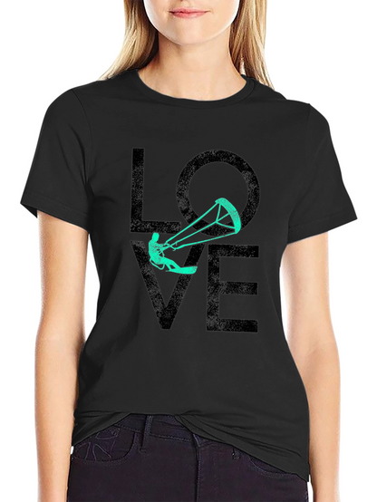 Camiseta Negra Estampada LOVE Kitesurf